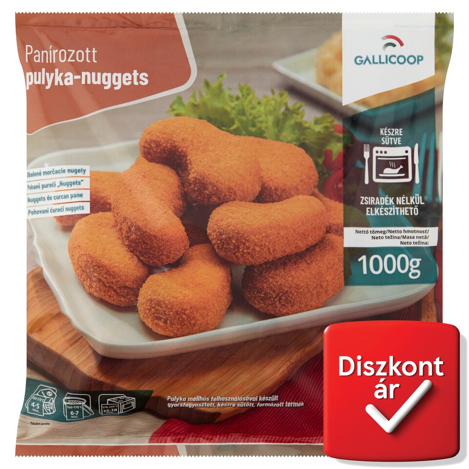 Gallicoop gyorsfagyasztott, panírozott pulyka-nuggets 1000 g  1. kép