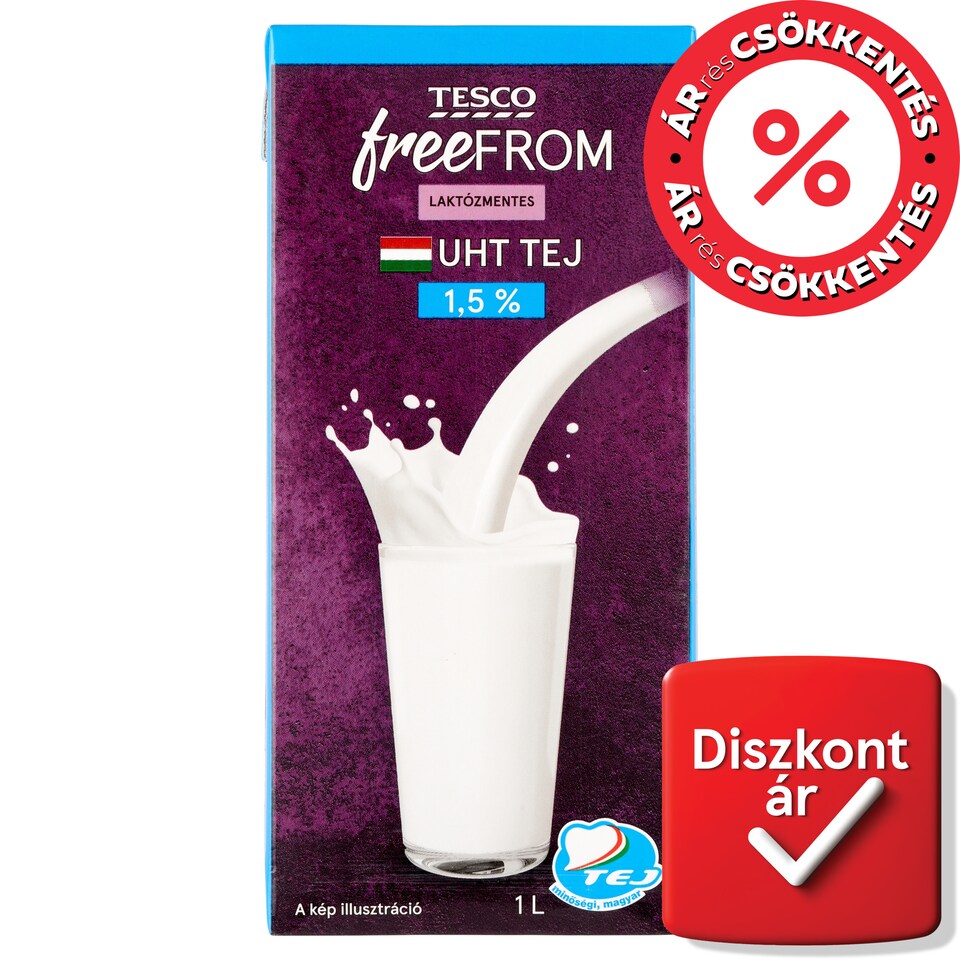 Tesco Free From UHT laktózmentes zsírszegény tej 1,5 % 1 l