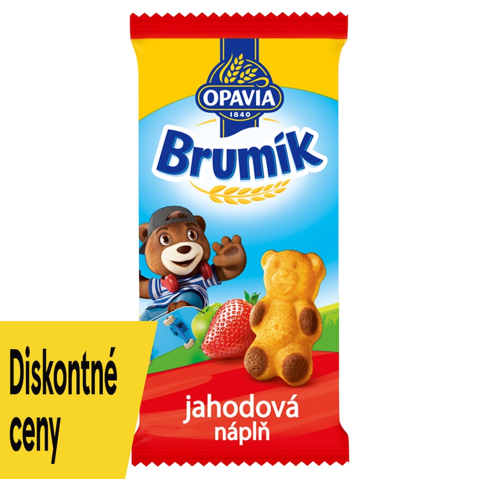 Opavia Brumík Jablkovo-jahodová náplň jemné pečivo 30 g