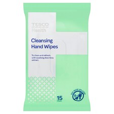 Tesco Health Cleansing Hand Wipes 15 Pack