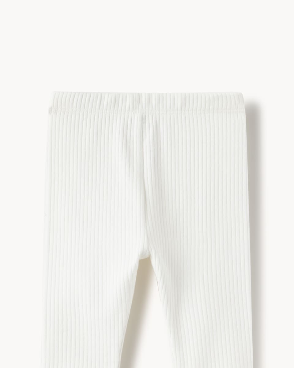 image 1 of  F&F Baby 2-Pack Cotton Rich Ribbed Leggings in White