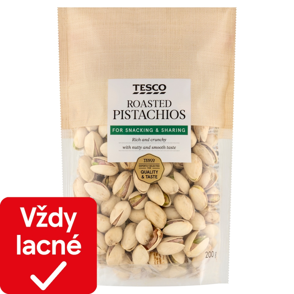 Tesco Pistácie pražené nesolené 200 g