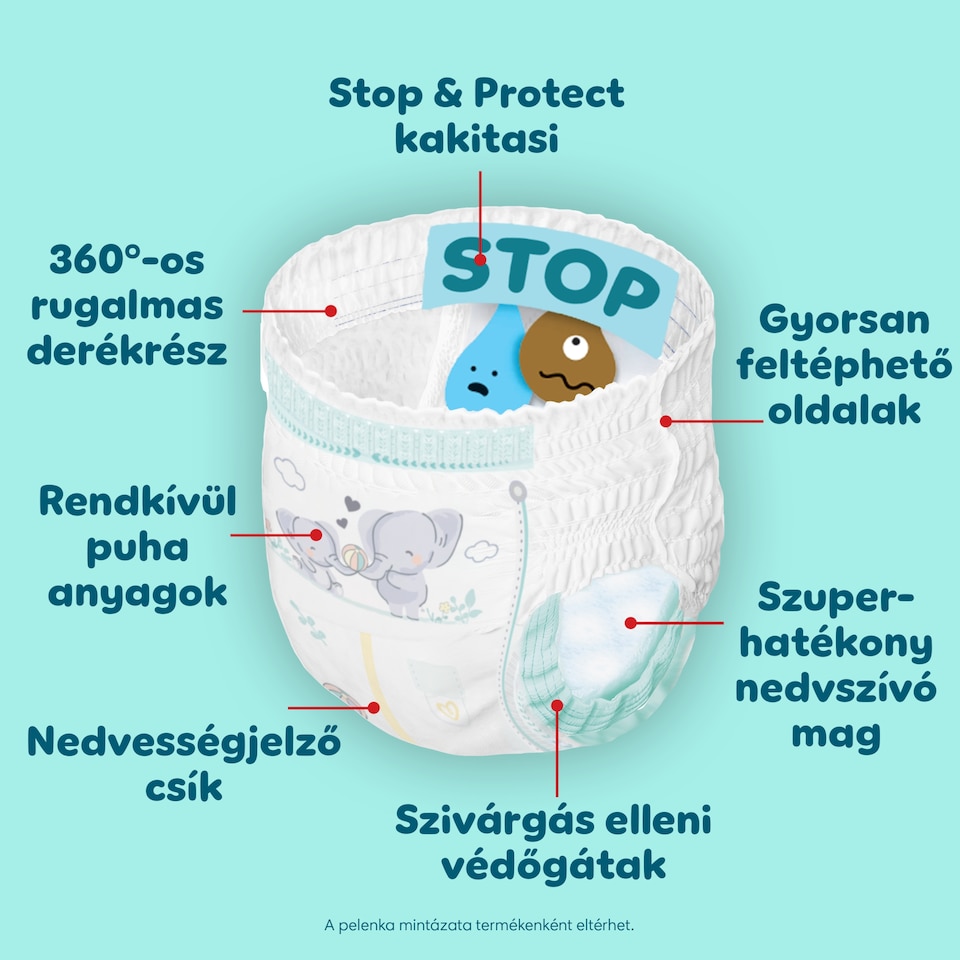 Pampers Premium Care Bugyipelenka, Méret: 4, 58 db Pelenka, 9kg-15kg  1. kép