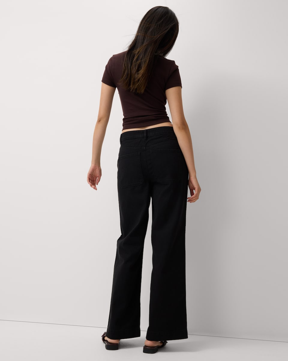 image 1 of F&F Pure Cotton Wide Leg Jeans in Black