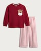 image 4 of F&F Boys Pure Cotton Reindeer Pocket Top and Trousers Pyjamas in Red