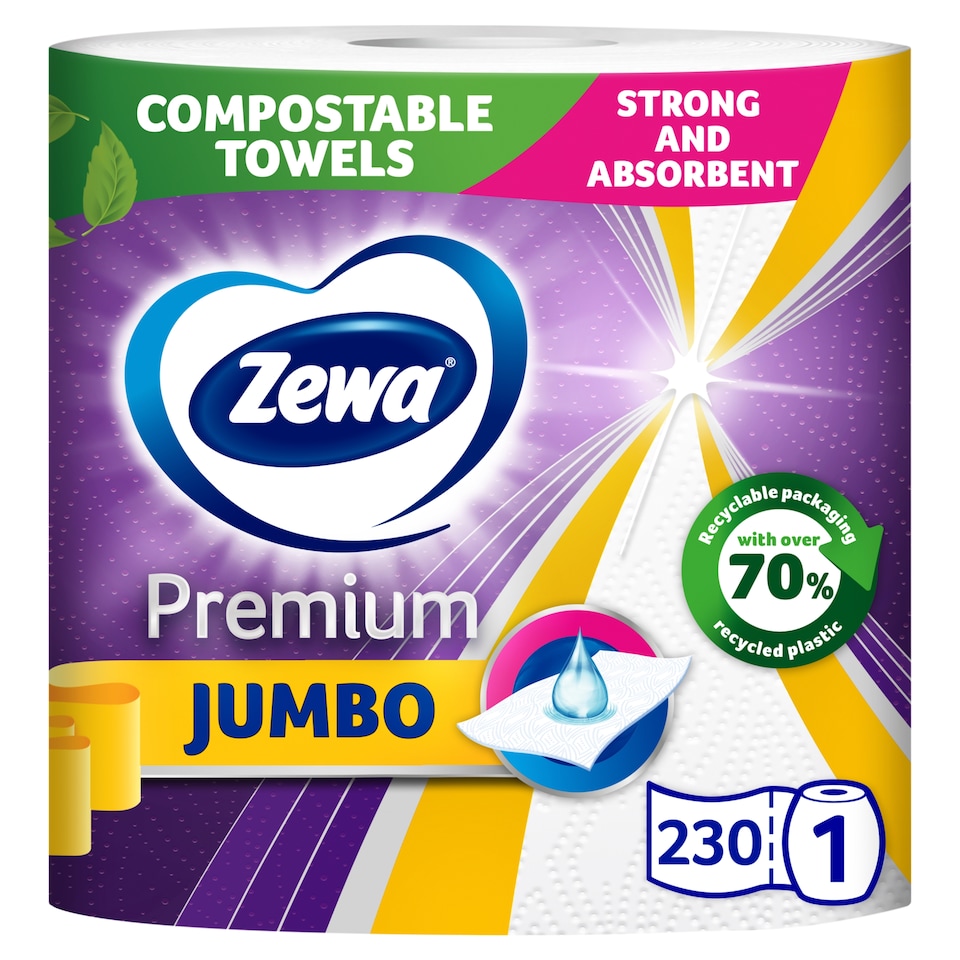Zewa Premium Jumbo háztartási papírtörlő 3 rétegű 1 tekercs 1. kép
