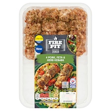 Tesco Fire Pit 4 Pork, Feta & Herb Kebabs 400G