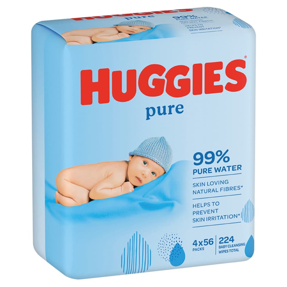 image 1 of Huggies Pure Baby Wipes 4 Pack 224 Wipes