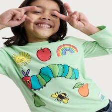 The Very Hungry Caterpillar Pure Cotton Long Sleeved Top in Green