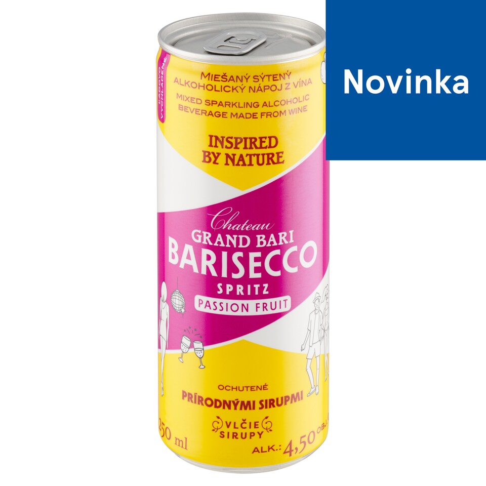 Chateau GRAND BARI Barisecco Spritz Passion Fruit miešaný sýtený alkoholický nápoj z vína 250 ml