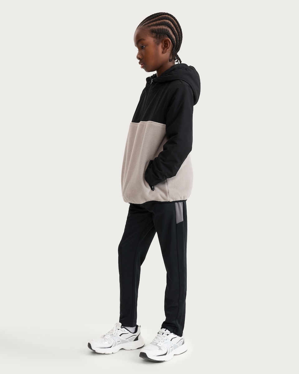 image 1 of F&F Active Boys TECHSPORT Fleece Colour Block Half Zip Jacket in Stone