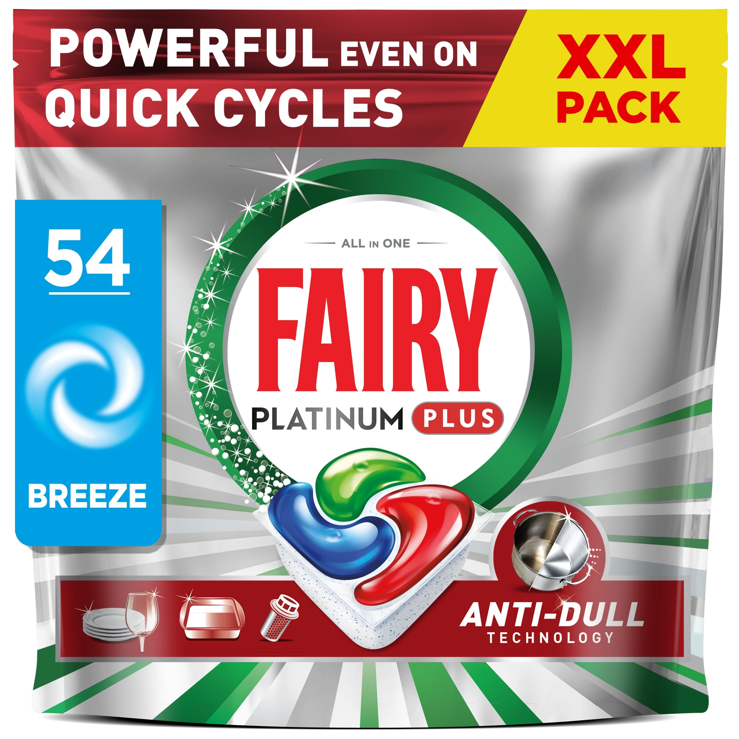 Fairy Platinum Plus All In One 54 Dishwasher Tablets Breeze XXL pack 838g