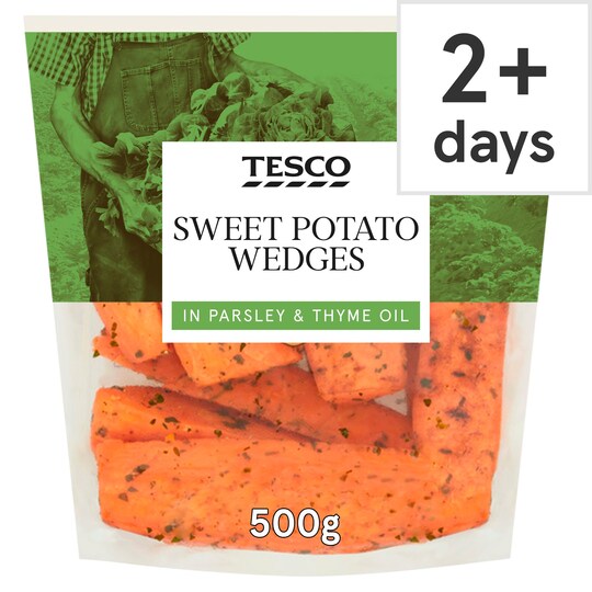 Tesco Sweet Potato Wedges In Parsley & Thyme Oil 500G Tesco Groceries