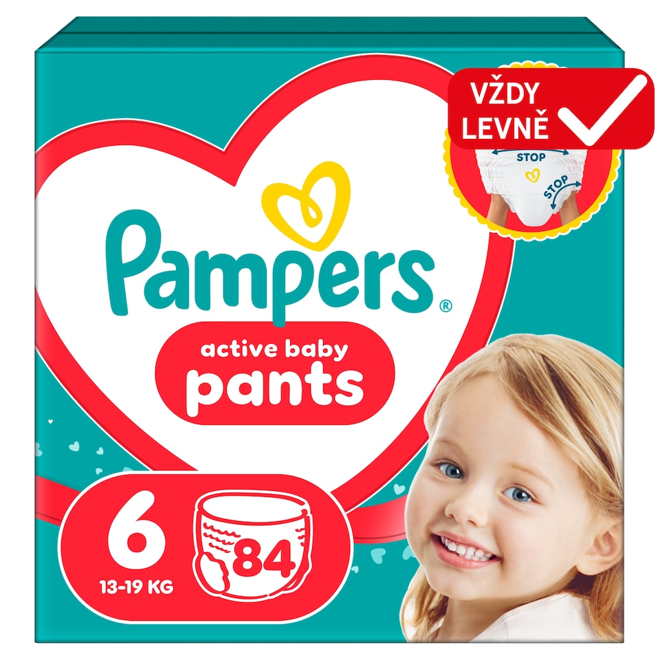 Obrázek 1 pro produkt Pampers Active Baby Plenkové Kalhotky, Velikost 6, 84 Kusů, 13kg-19kg