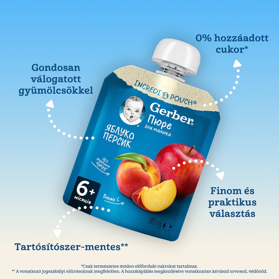 image 1 of Gerber Apple-Peach Fruit Puree 6+ Months 90 g