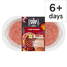 Tesco Fire Pit 10 Beef Burgers 920g NEW