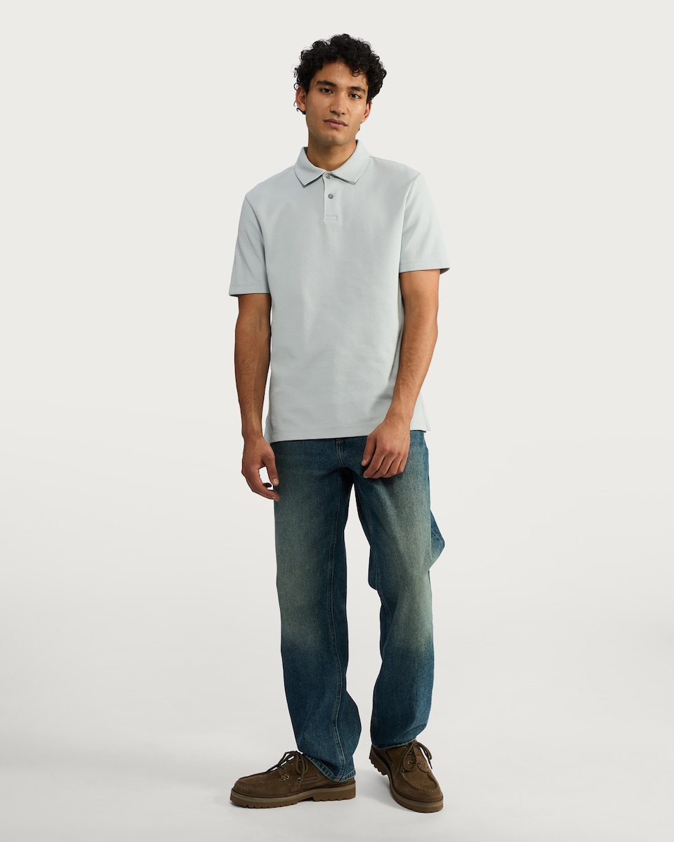image 1 of F&F Cotton Rich Short Sleeved Polo Shirt in Blue