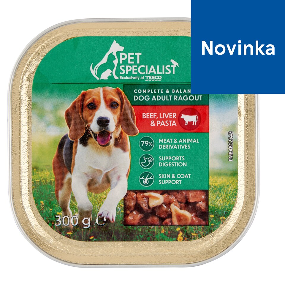 Pet Specialist Kompletné krmivo pre dospelé psy ragú s hovädzinou, pečeňou a cestovinami 300 g