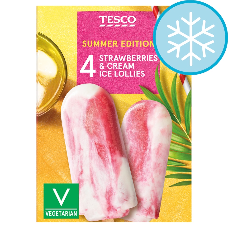 Tesco Strawberries and Cream Ice Lollies 284g (4x70ml)