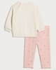 image 2 of F&F Baby Cotton Rich Brunch Club Sweatshirt and Leggings Set in Cream