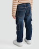 image 3 of F&F Boys Cotton Rich Denim Cuffed Cargo Jeans in Navy