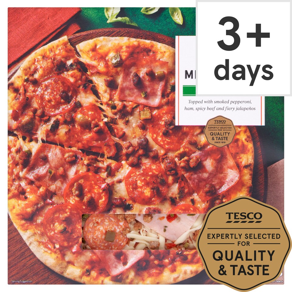 Tesco Stonebaked Spicy Meat Feast Pizza 305G Tesco Groceries