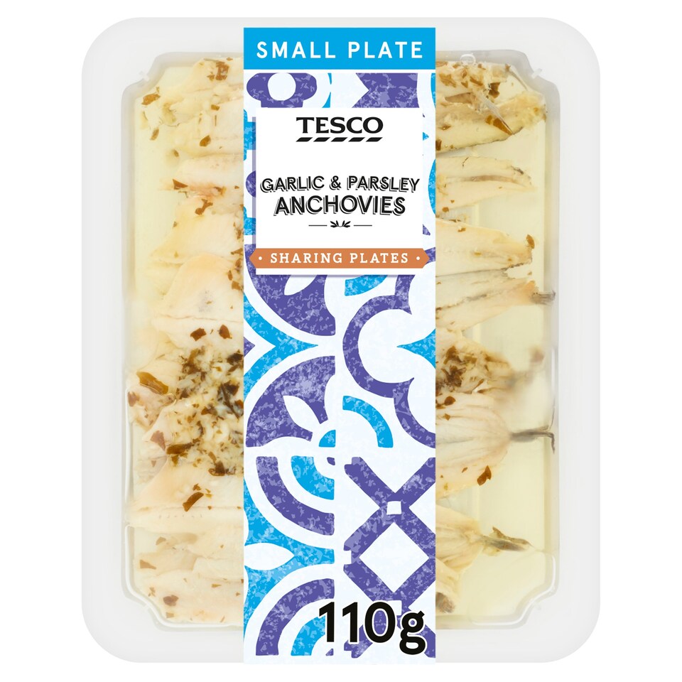 Tesco Garlic & Parsley Anchovies 110G Tesco Groceries