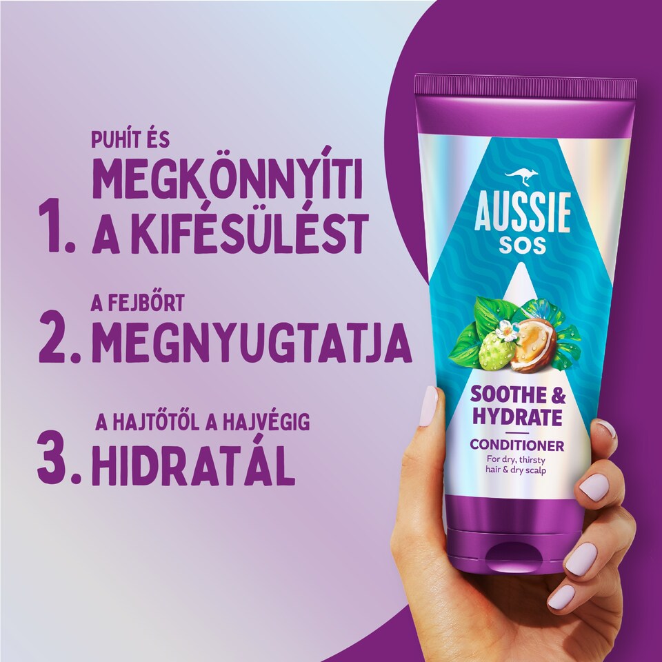 image 1 of Aussie SOS Soothe & Hydrate Conditioner 200ml for Dry, Thirsty Hair and Dry Scalp