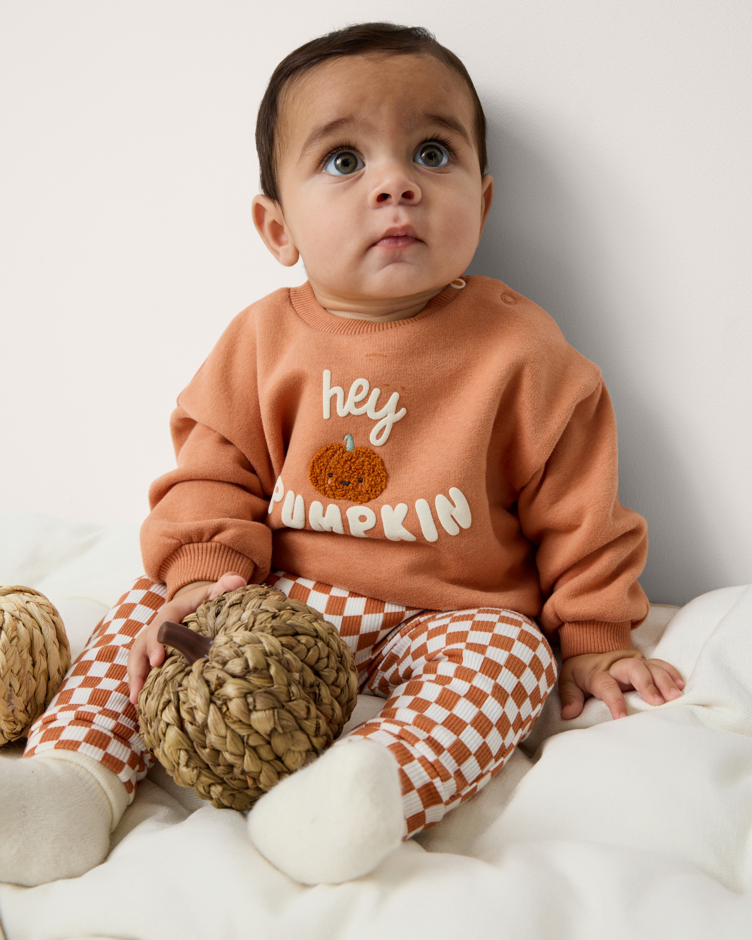 F&F Baby Cotton Rich Pumpkin Sweatshirt and Leggings Set in Brick