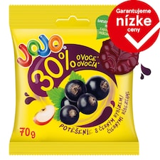 JOJO Potešenie Čierne ríbezle želé cukríky s ovocným pyré 70 g