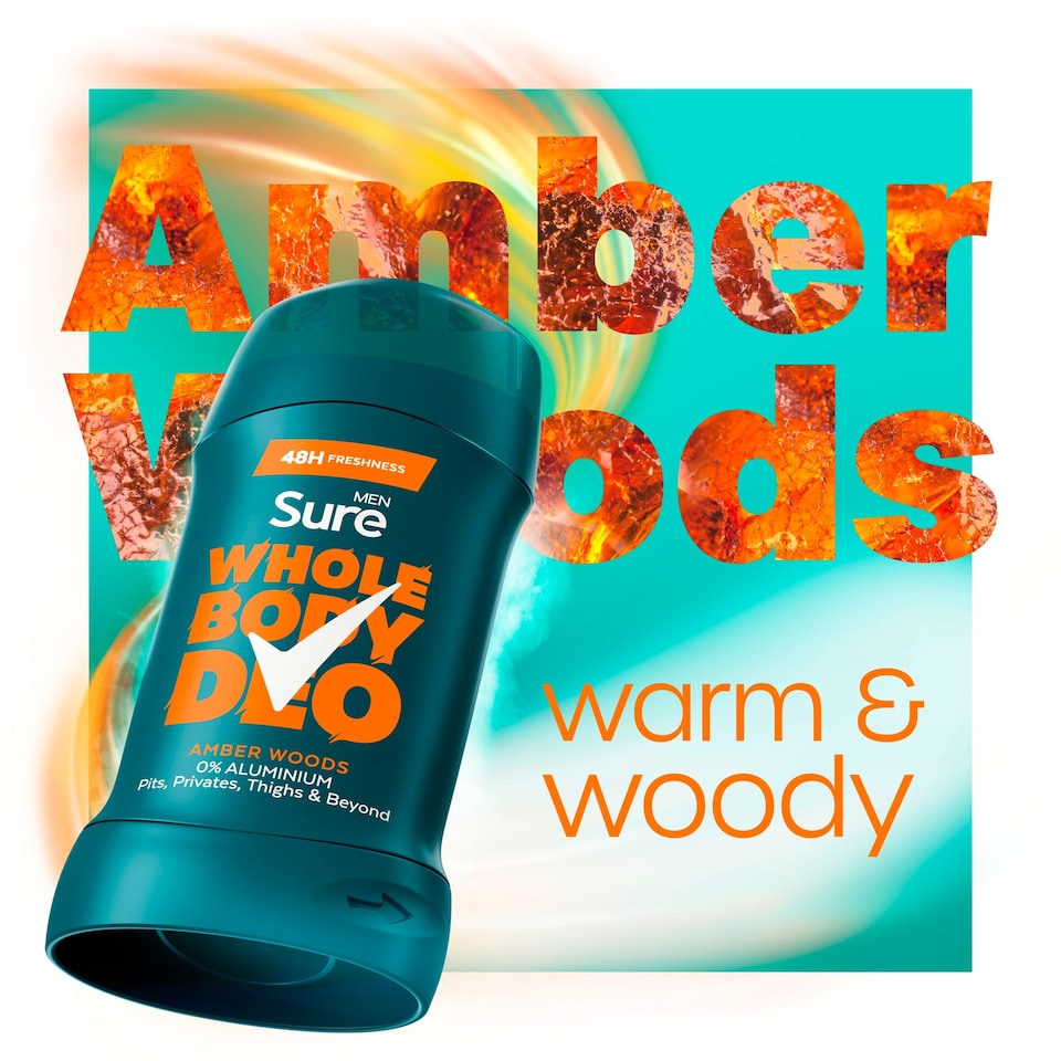 image 1 of Sure Men Amber Woods 48h Whole Body Deodorant Odour Control Stick 50ml
