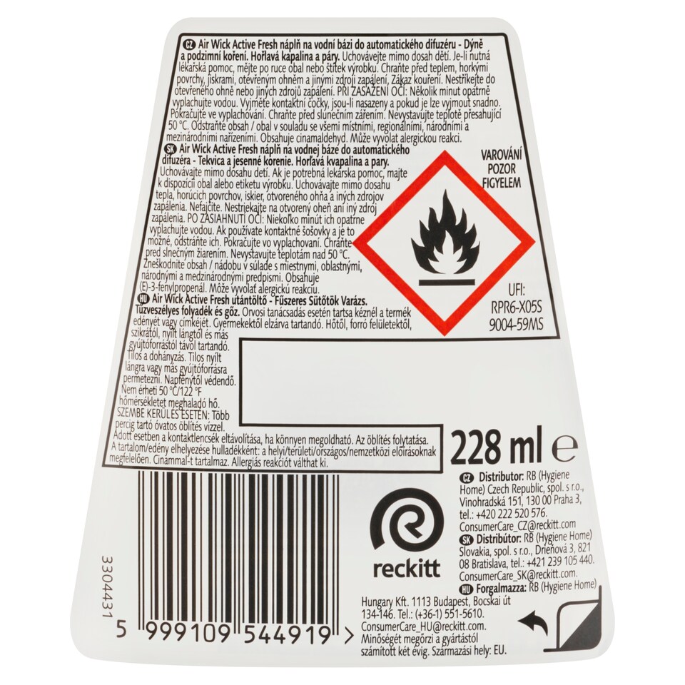 Obrázek 1 pro produkt Air Wick Active Fresh Náplň na vodní bázi do automatického difuzéru dýně a podzimní koření 228ml