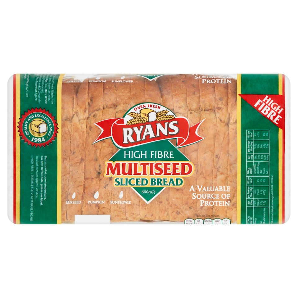 Ryans High Fibre M/Seed Sliced Pan