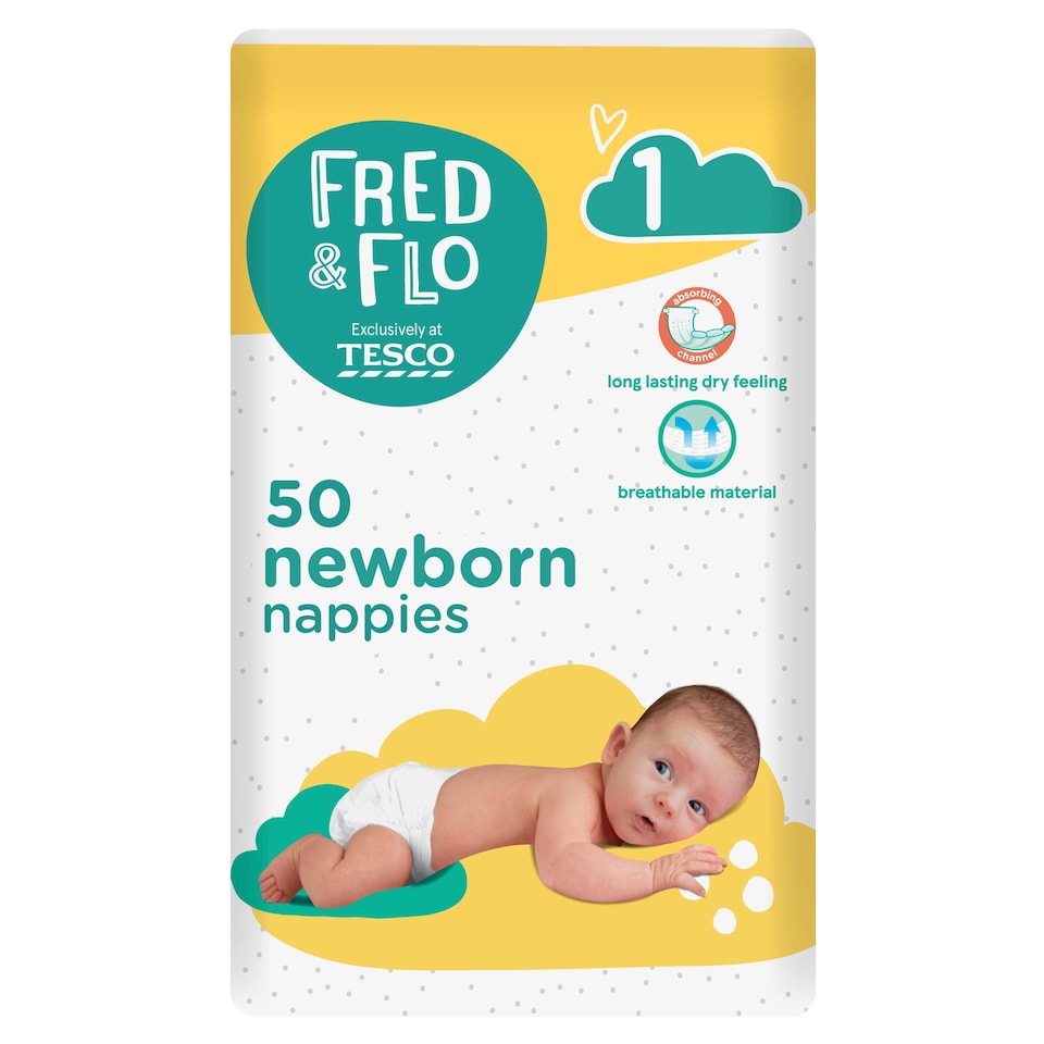 image 1 of Fred & Flo Newborn Nappy Size 1 50 Pack