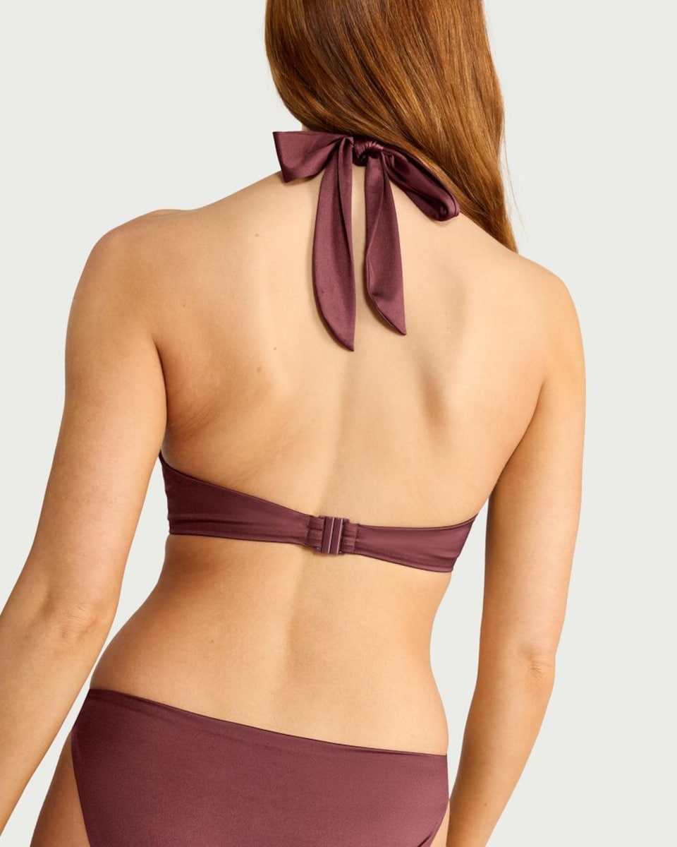 image 1 of F&F Fuller Bust Halter Neck Bikini Top in Chocolate