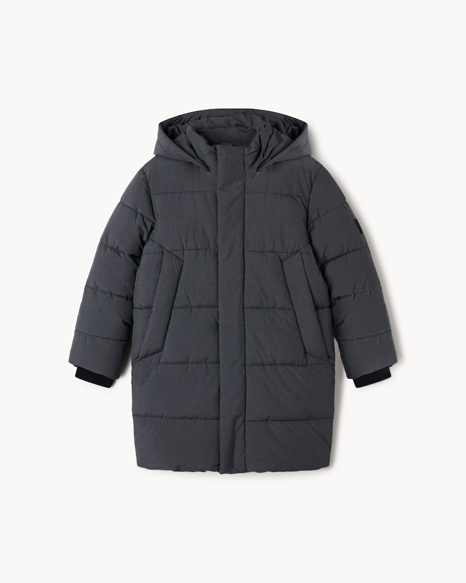 image 1 of F&F Boys Longline Padded Coat in Grey