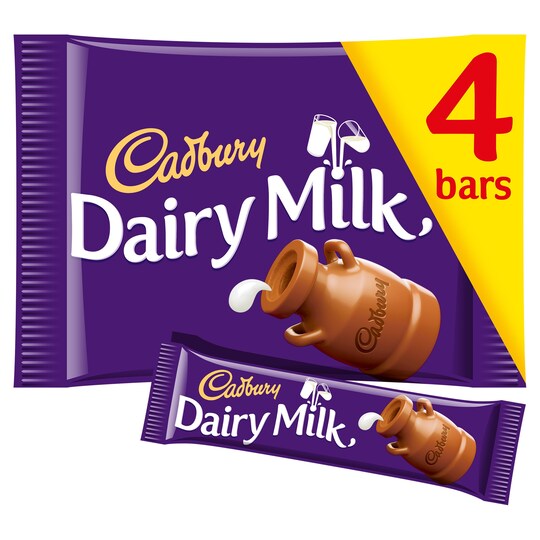 Offer Tesco Cadbury Dairy Milk Chocolate Bars X4 144G Tesco