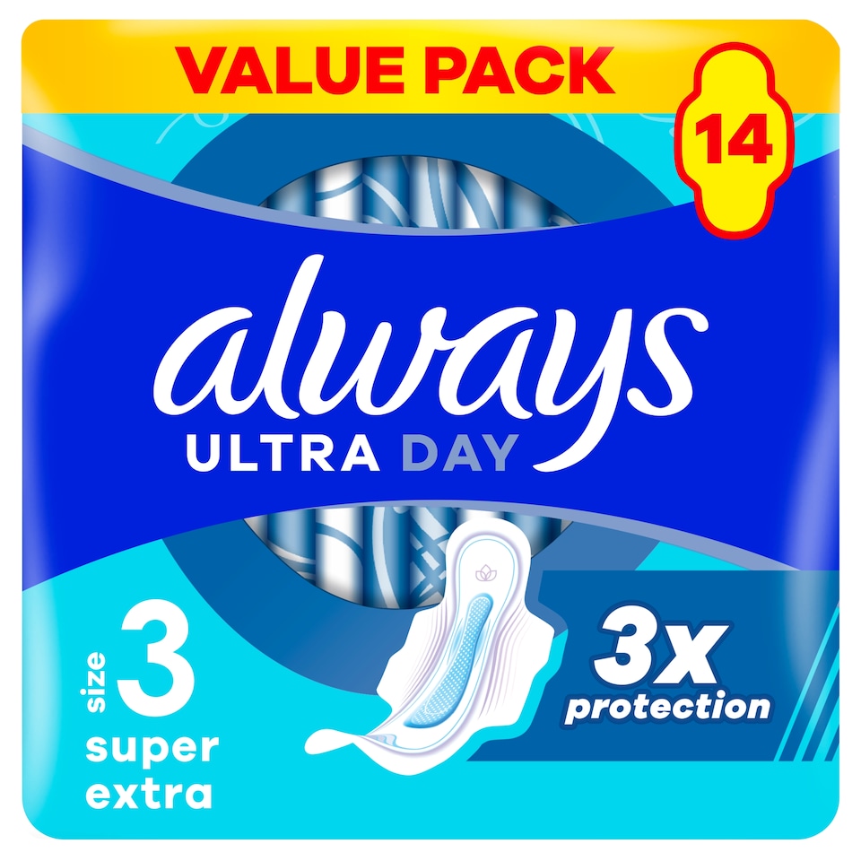 image 1 of Always Ultra Sanitary Towels Super Extra (Size 3) Wings x 14 Pads