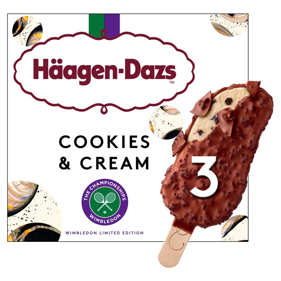 image 1 of Haagen-Dazs Cookies & Cream Ice Cream Bars 3 Pack 210g