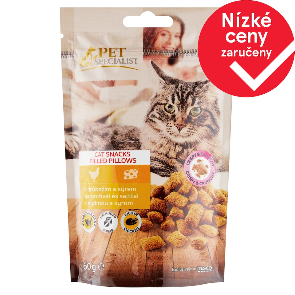 Tesco Pet Specialist Polštářky bohaté na kuřecí se sýrovou náplní 60g