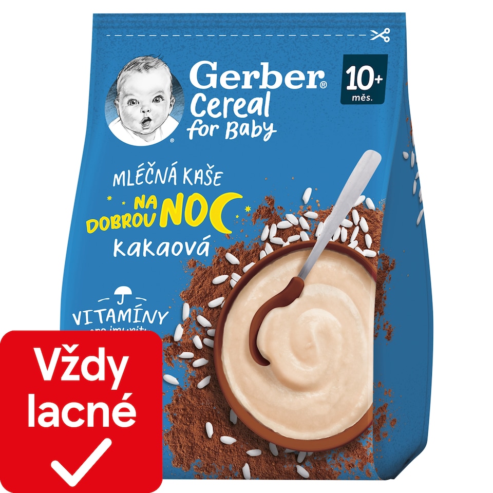 obrázok 1 z GERBER Cereal mliečna kaša kakaová Dobrú noc 230 g