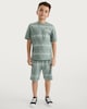 image 2 of F&F Boys Slogan Tie Dye T-Shirt and Shorts Set in Mint