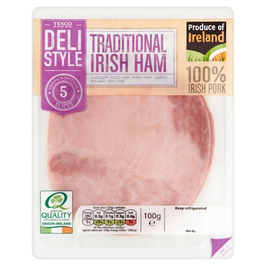 Tesco Deli Style Traditional Ham 100G Tesco Groceries