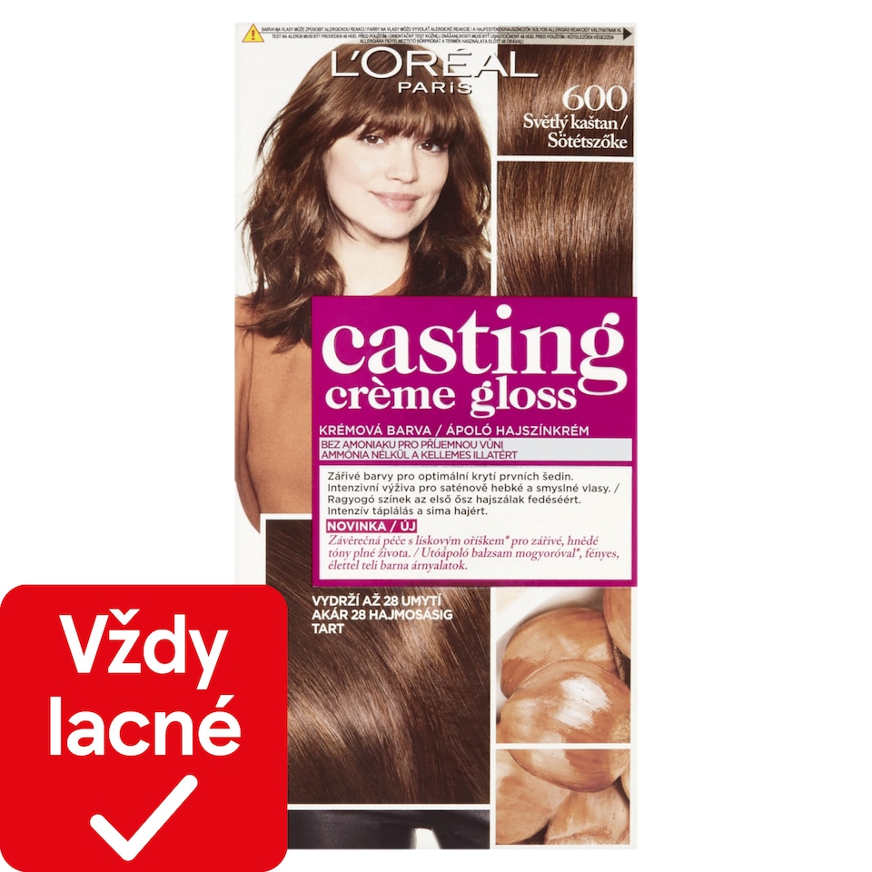 L'Oréal Paris Casting Creme Gloss, semipermanentná farba 600 SVETLÝ GAŠTAN, 48 +72 +60 ml