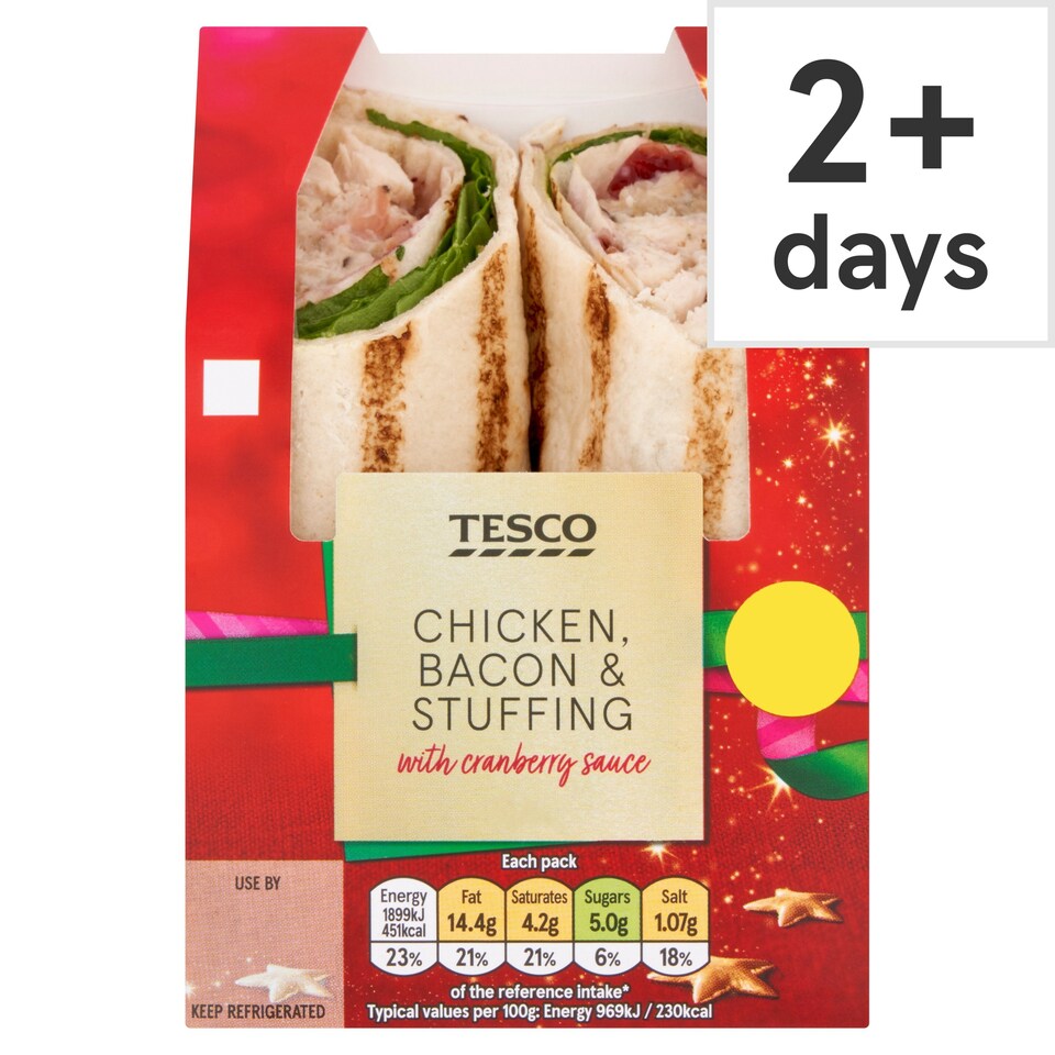 Tesco Chicken, Bacon & Stuffing Wrap Tesco Groceries