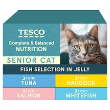 Tesco Senior Cat Fish Selection in Jelly 12x100g