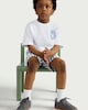 image 2 of F&F Boys 2-Piece Pure Cotton Surf Slogan T-Shirt and Striped Shorts Set in Blue