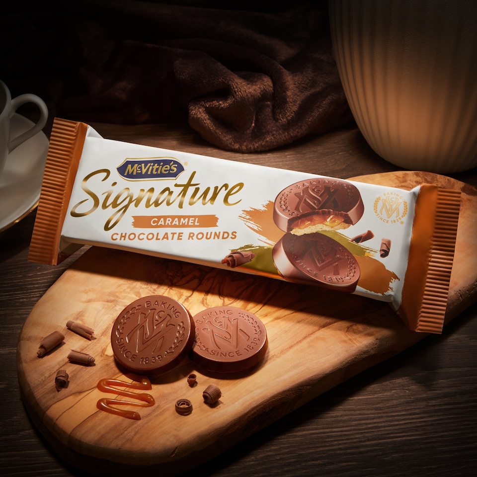 image 1 of McVitie's Signature Caramel Milk Chocolate Rounds Biscuits 109g