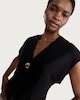image 1 of F&F V Neck Metal Accent Top in Black