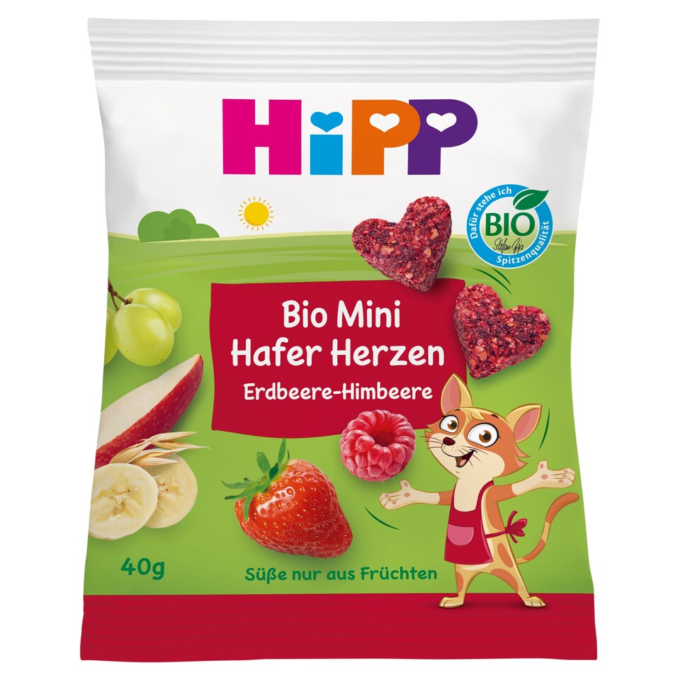 HiPP bio mini epres-málnás zabszívek 3 éves kortól 40 g